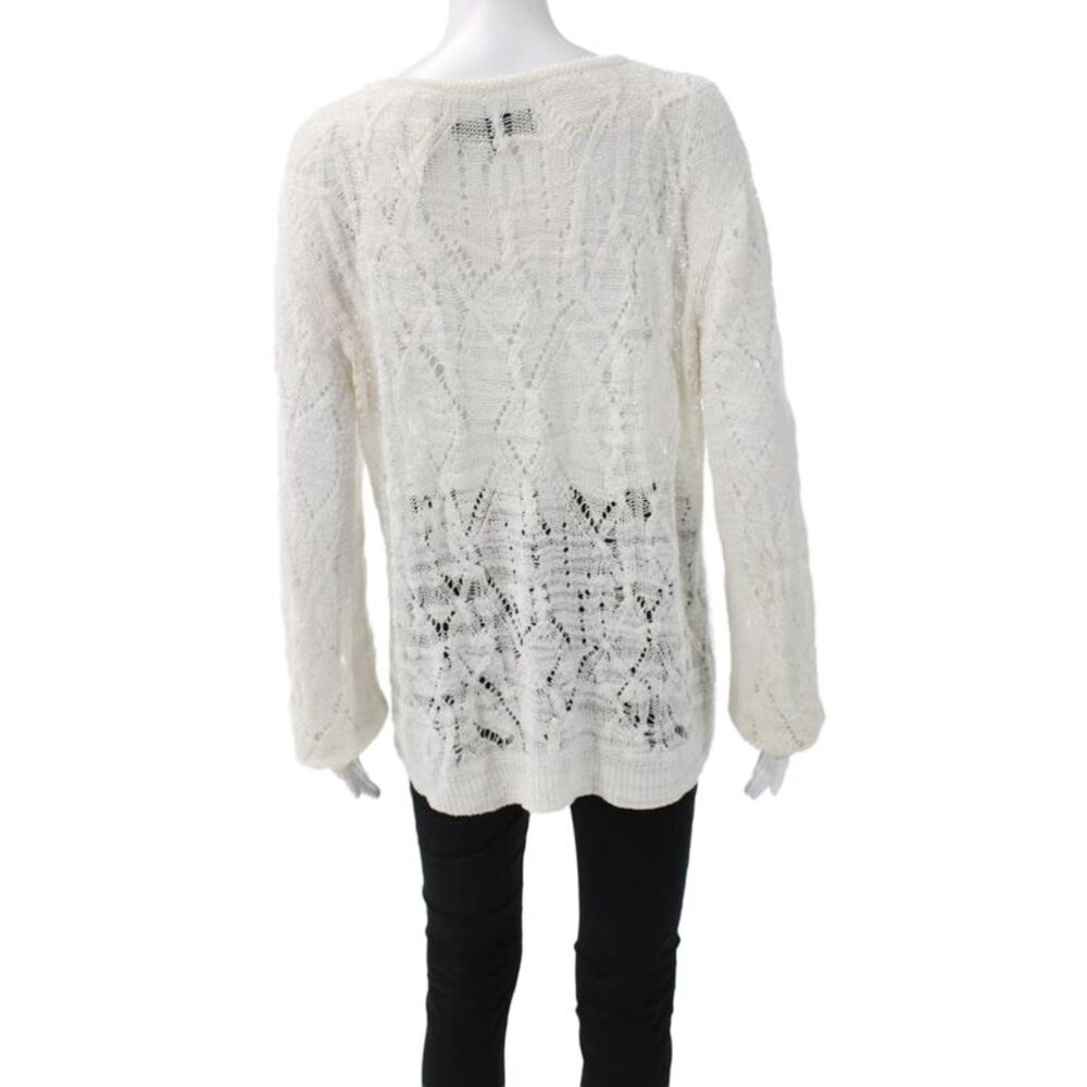 Rag & Bone Womens Pullover White Geometric Crew Neck Size M - Picture 3 of 6
